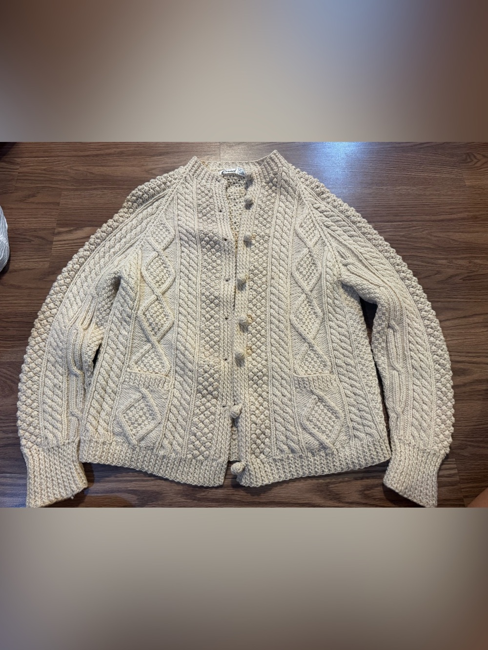 Chunky Cable Knit Button-Front Sweater Cardigan - Cream